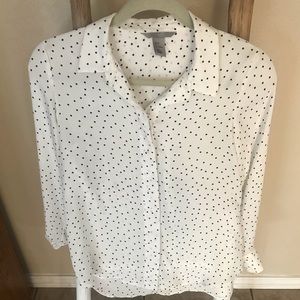H&M Polka Dot Button Down Black & White Shirt